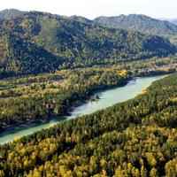 Панорама Горного Алтая с видом на реку Катунь
